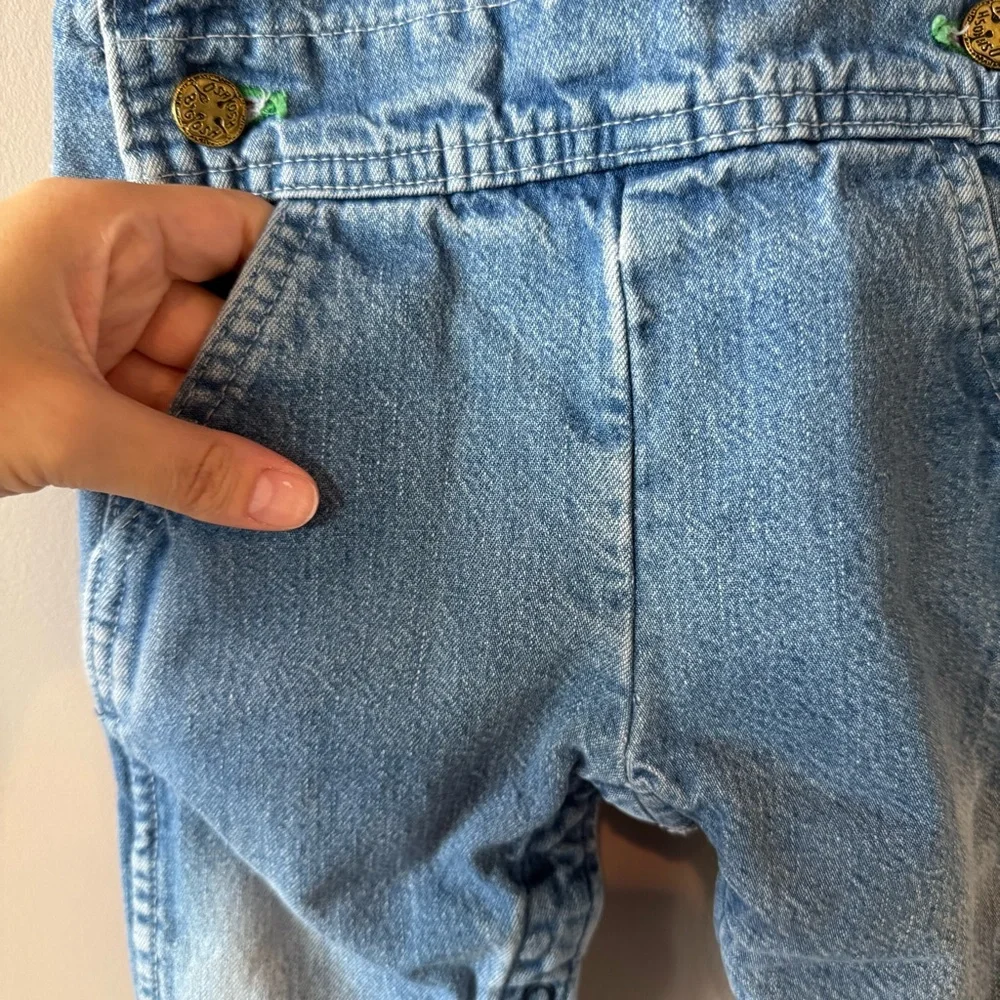 Vintage Osh Kosh B’Gosh Baby Red Navy‎ Plaid Flannel Denim Overalls 12 months